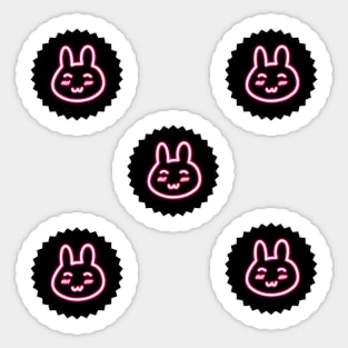 Pack Glowing Cute Bunny Pink Neon Sticker